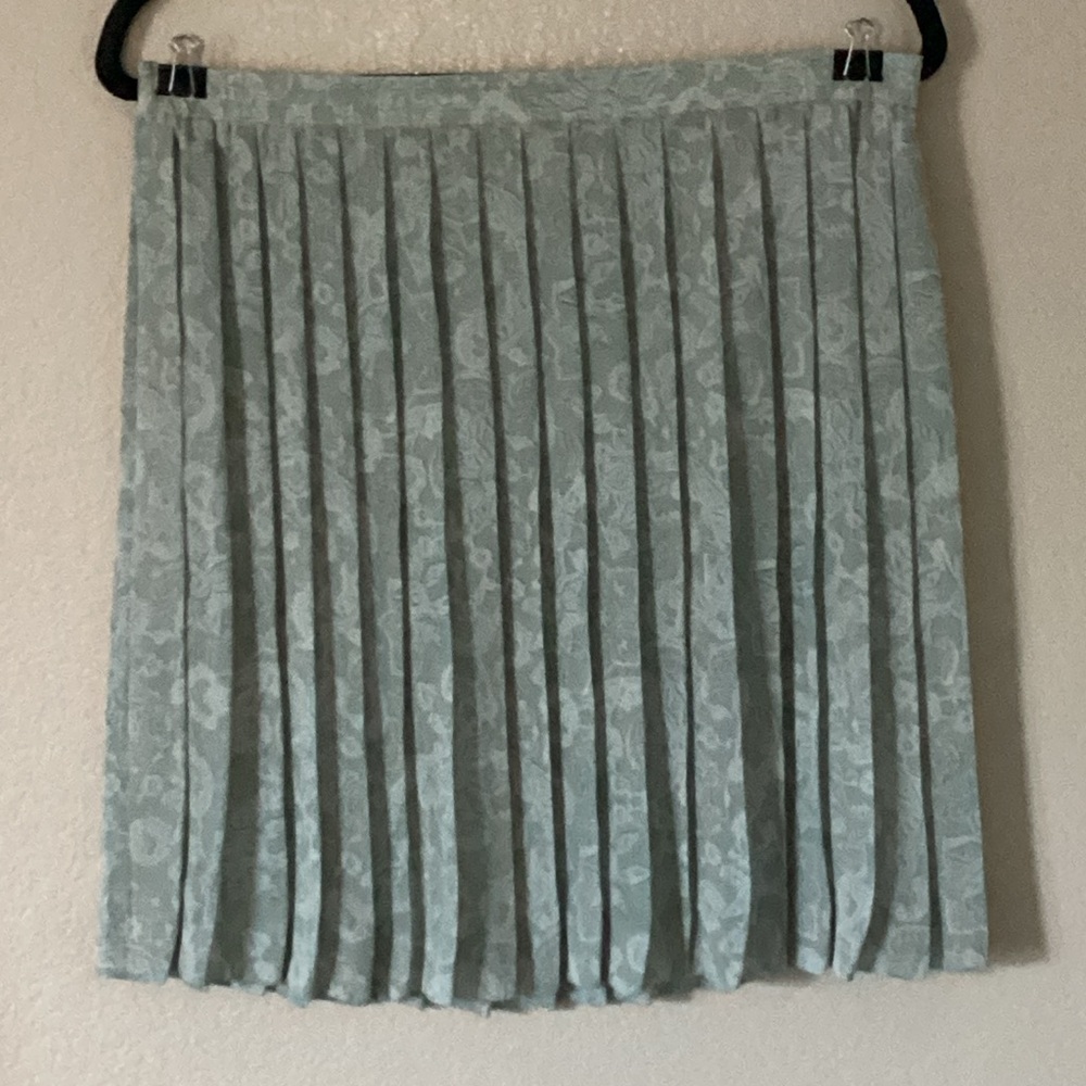 Beau Geste Julian Hsiung Elegant Pleated Skirt in Light Bluish green